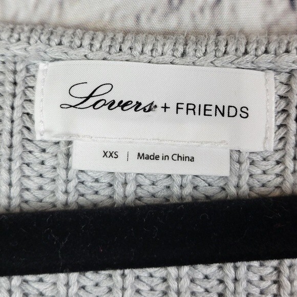 Lovers & Friends Addison gray ribbed knit flared sleeve v cut neckline sweater - Picture 7 of 10